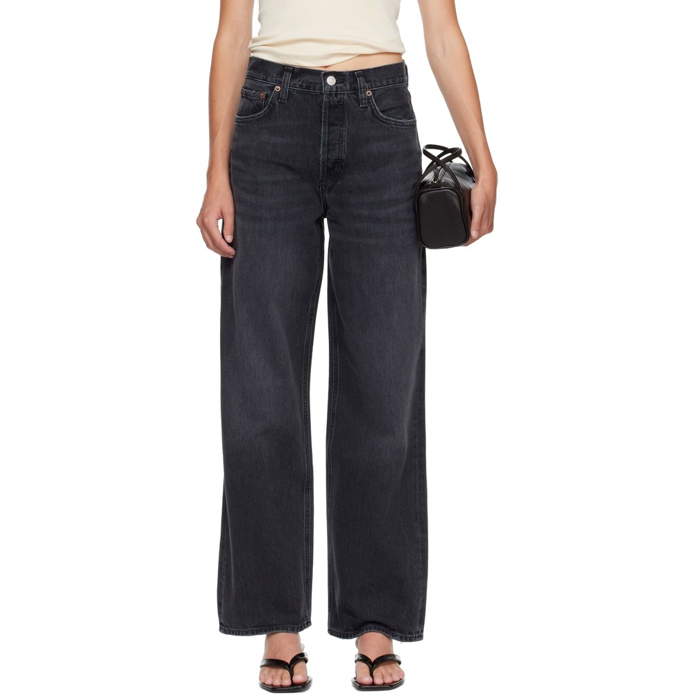 AGOLDE Low Slung Baggy 27 Paradox Faded Black Wide Leg Jeans